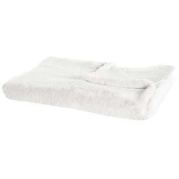 Manta De Tejido De Poliéster Blanco 200 X 220 Cm Mullido Suave Sala De Estar Moderna Chaab