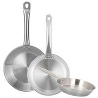 set de 3 sartenes de acero inoxidable gris o30-32-34 cm