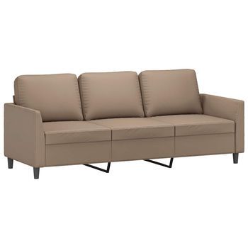 Sofá De 3 Plazas | Sofá De Salón | Sofá De Descanso De Cuero Sintético Color Capuchino 180 Cm