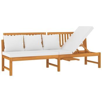 Sofá Cama | Cama Para Adultos Con Cojín Madera Maciza Acacia Crema 200x60x75 Cm
