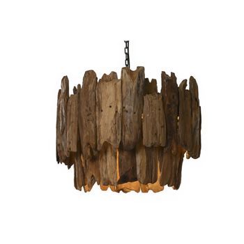 Lampara Techo Teca Hierro 65x65x50 Hecho A Mano