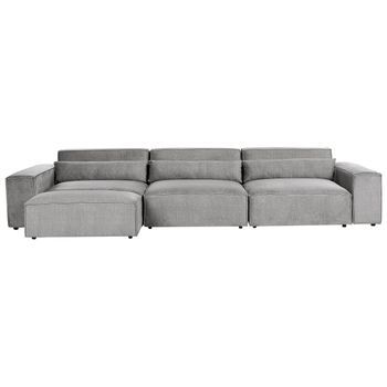 Moderno Sofá Modular 3 Plazas Con Otomana Tapizado De Tela Gris Hellnar