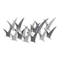 panel decorativo 3d en metal plateado gaviotas cm 93x127x476
