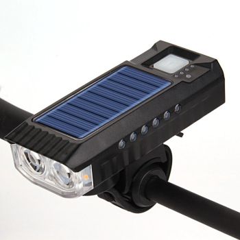 Faro de bicicleta recargable solar LED Superbrillo Batería de 4000 mAh Resistente al agua 4 modos de luz Linterna de adv
