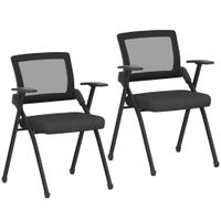 homcom set 2 sillas plegables con respaldo curvo y reposabrazos en tejido efecto lino y acero 61x56x84 cm negro