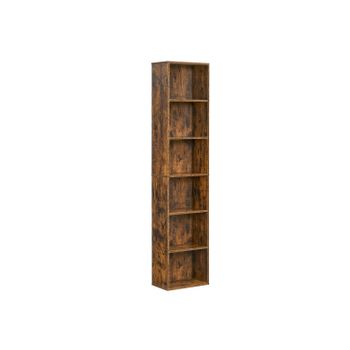 Librería Estantería de 6 Niveles 24 x 40 x 178,5 cm, Marrón Rústico