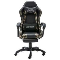 sillon  silla gaming con reposapies cuero sintetico negro y camuflaje