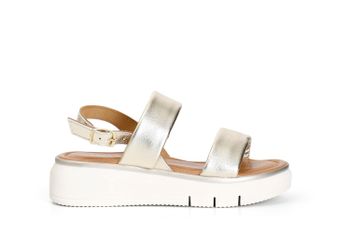 sandalias doble banda efecto laminado light gold