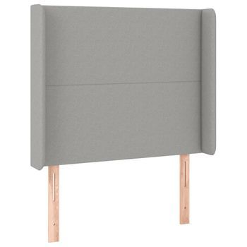 Cabecero Cama Mueble De Dormitorio Con Led De Tela Claro 93 X 16 X 118/128 Cm Gris M02_0000697