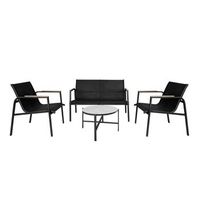 acomoda textil r conjunto jardin de sofa  2 sillones  mesa de acero resistente decorativo y ligero asiento para exterior en patio balcon y terraza de facil instalacion negro 4 piezas