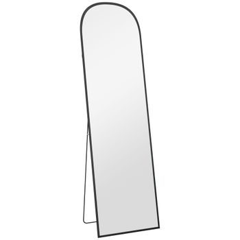 HOMCOM Espejo de Cuerpo Entero 50x170 cm Independiente o Pared Marco de Aleación de Aluminio Soporte Dorado Elegante   Aosom España
