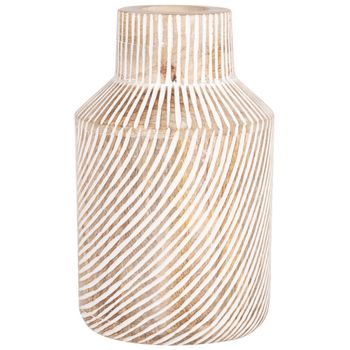 Jarrón de madera de mango con rayas marrones y blancas Alt.24