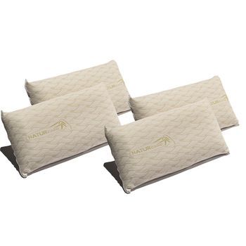 Pack 4 Almohadas Visco Natur Care 150 Cm Firmeza Media - Núcleo De Viscoelástica - Desenfundable - Color Beige