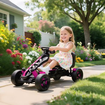 Kart Pedales Para Niños Con Embrague Automático Rosa Aiyaplay