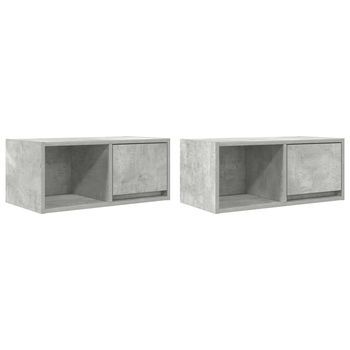 Muebles De Tv 2 Uds | Mueble De Salón | Mesa De Tv Madera Ingeniería Gris Hormigón 60x31x25,5cm