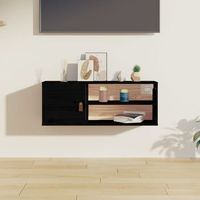 armario de pared  mueble pared de madera maciza de pino negro 80x30x30 cm cfw740663