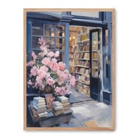 cuadro libreria azul marco premium chapado en roble 50x70 cm