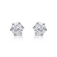 pendientes de acero con circonita blanca 4mm