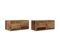 muebles de tv - mesas de tv 2 uds 60x31x255 cm madera ingenieria envejecida