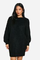 vestido jersey petite oversize cardado con espalda baja negro