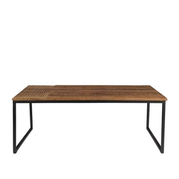 Mesa de centro de madera maciza y acero negro