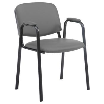 Silla Apilable Ken Pro De Polipiel Simil Cuero Gris 55x53x79 Cm Clp