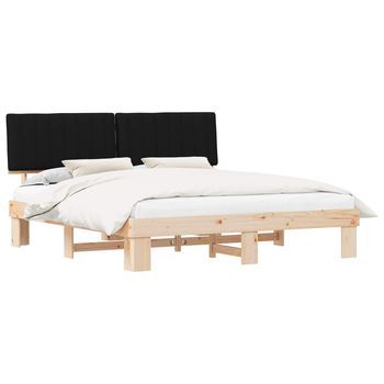 Estructura De Cama Con Cabecera Tapizada Negro 180 X 200 Cm Vidaxl