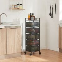 carrito de cocina sunndal con 5 cestas acero  95x27x27cm - negro encasa