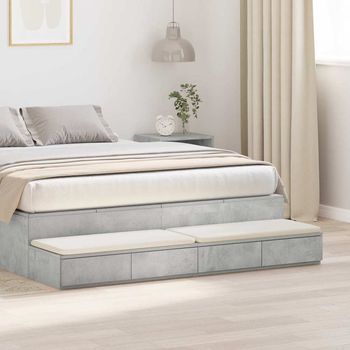 Cajones De Cama - Mueble De Dormitorio - Madera De Ingeniería - Gris Concreto (140x36.5x16.5cm)