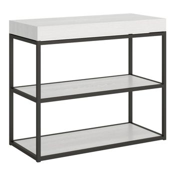 Consola extensible 90x40/196 cm efecto madera fresno blanco, hierro
