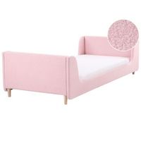 cama con somier moderna tapizado de boucle infantil somier de laminas rosa 90 x 200 cm laye