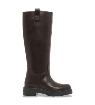 A|X Armani Exchange para mujer. XW003089AF17451U6032 Botas de caña alta con suela gruesa y tiradores marrón (37), Plano, Ninguno, Casual