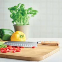 juego de 6 cuchillos carne  madera claro