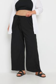 Yours Pantalones Negros Anchos Con Cordón, Mujer Curvy Y Tallas Grandes, Yours