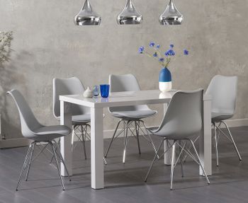 Atlanta 120cm Light Grey High Gloss Dining Table with Celine Chrome Leg Chairs