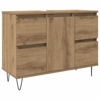 mueble de bano madera de ingenieria roble artisan 80x33x60 cm vidaxl