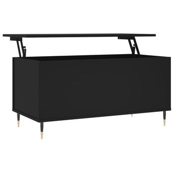 Mesa De Centro 90x44,5x45 Cm Madera Y Metal Trabajados - Negro