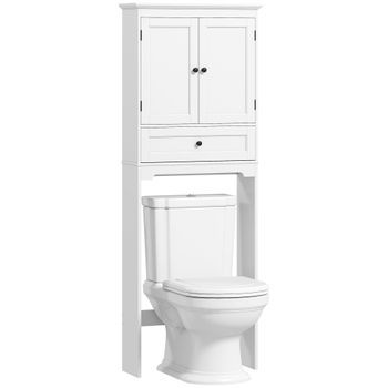 Mueble De Baño Sobre Inodoro De Mdf, Homcom, 62 X 23 X 168 Cm – Blanco