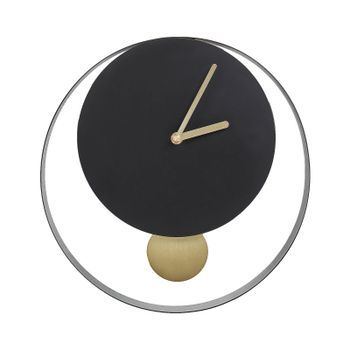 Reloj De Pared Decoración Colgante ⌀ 30 Cm Diseño Moderno Con Péndulo Decorativo Sin Números Acero Negro Y Dorado Magland