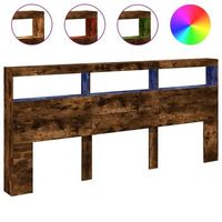 cabecero de cama con luz led roble ahumado 220x17x102 cm vidaxl