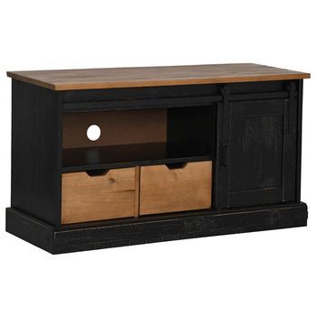 Mueble De Tv Halden Con Puerta Corredera Negro 110x40x60 Cm Vidaxl