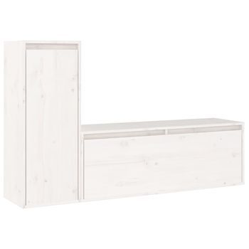 Muebles Para Tv 2 Piezas Madera Maciza De Pino Blanco Vidaxl