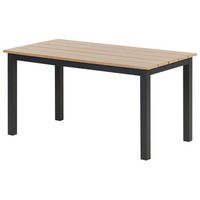 mesa de centro de jardin 96 x 52 cm exterior madera plastica clara y base negra messina