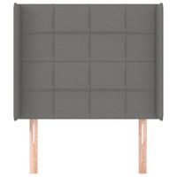 cabecero cama mueble de dormitorio con orejas de tela oscuro 93 x 16 x 118128 cm gris m020003391