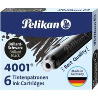 pelikan caja de 6 cartuchos 4001 tp6 - tinta de alta calidad - compatible con plumas estilograficas - color negro