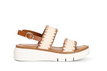 sandalias doble banda natural/tan