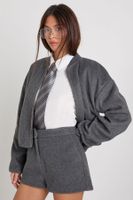 wool look mini shorts gris