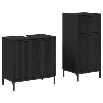 Juego De Muebles De Baño 2 Uds. Negro 39,5 X 36 X 88 Cm Vidaxl