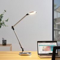 lampara de mesa led de metal gris