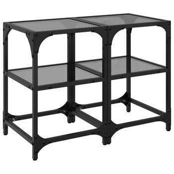 Mesas De Centro 2 Uds Acero Y Tapa De Vidrio Negro 30x30x45 Cm Vidaxl